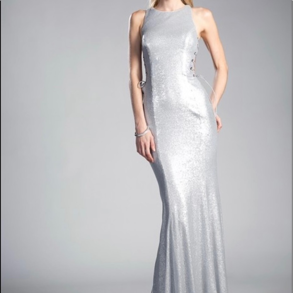 Silver evening gown